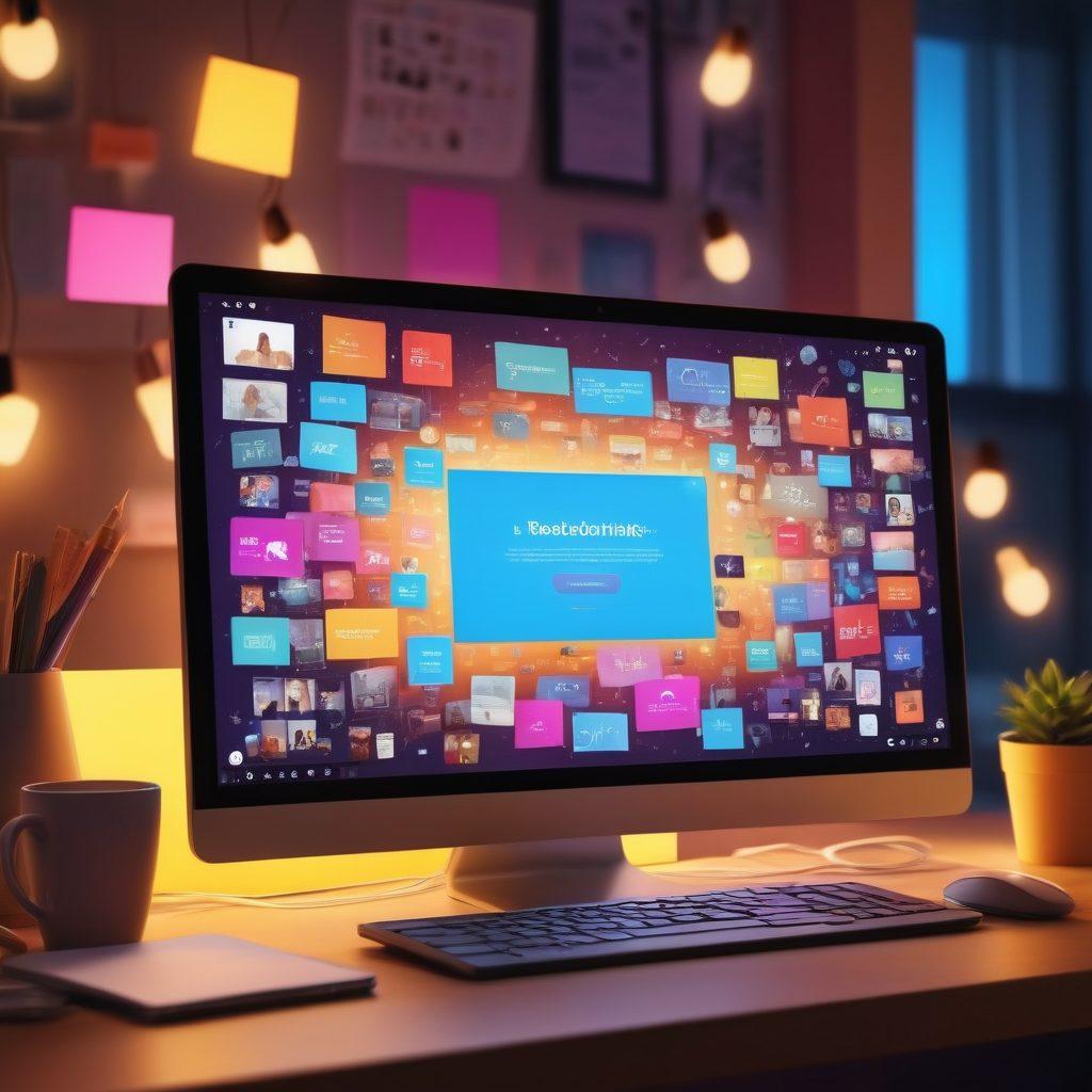 A warm, inviting scene depicting diverse individuals gathered around a digital screen, engaging in animated discussions about blogging. Incorporate elements like laptops, coffee cups, and colorful sticky notes scattered around. Show a vibrant blogosphere filled with varying blog icons in the background, symbolizing connection and collaboration. Soft, glowing lights to convey a sense of community and creativity. super-realistic. vibrant colors. 3D.